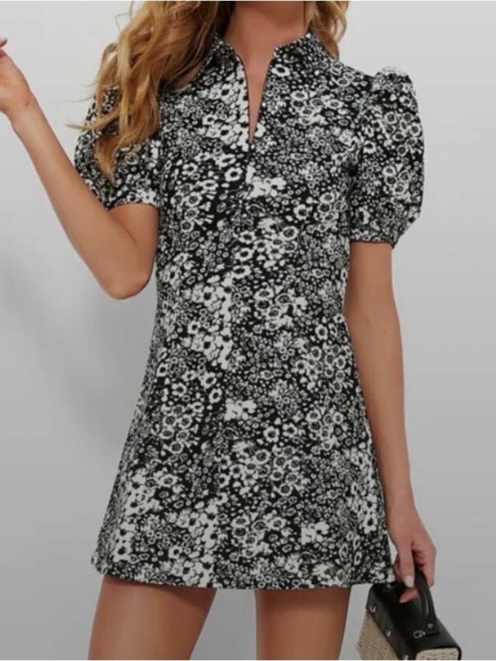 Tuckernuck Hyacinth House Black and White Floral Mini Dress Small